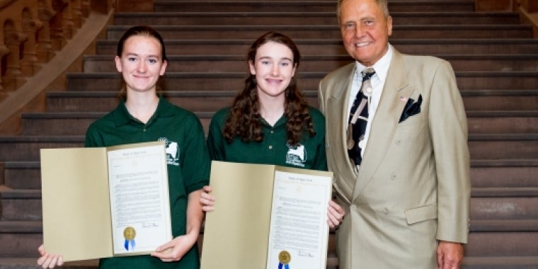 Senator Bonacic is pictured with Emily Carey and Erin Denman.