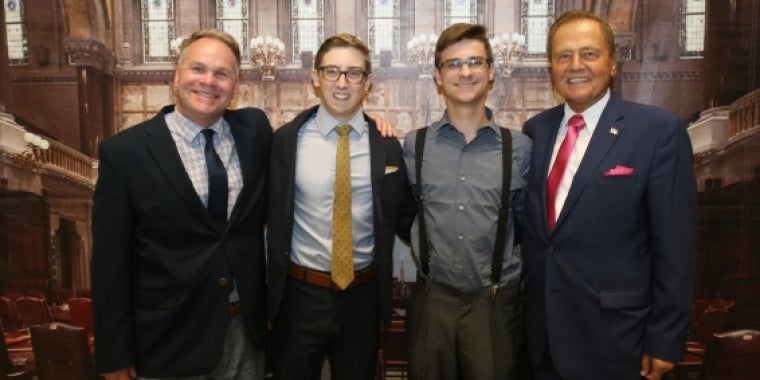 Senator Bonacic is pictured with (L-R); S.S. Seward Principal, Michael Rheaume; Valedictorian, Liam Quattrociocchi; and Honored Student, Colin Birch.