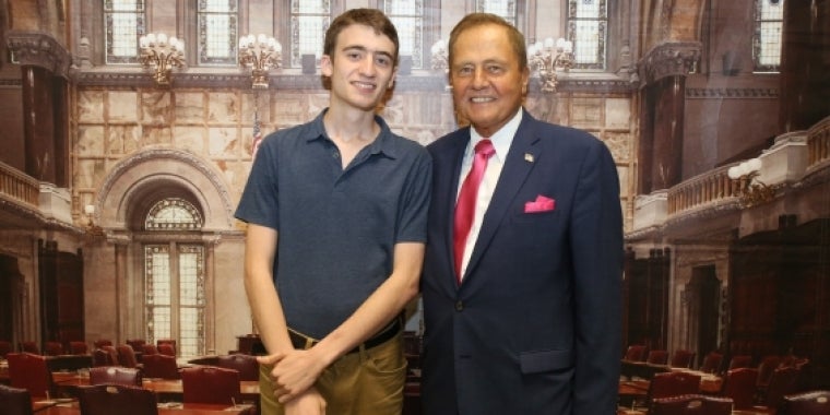 Senator Bonacic is pictured with New Paltz High School Salutatorian, Oliver Goland.