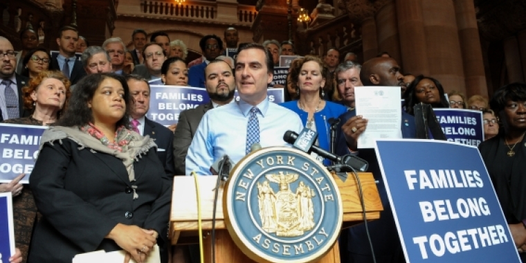 Senator Gianaris leads a Families Belong Together rally at the Capitol 