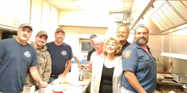 Senator Bonacic is pictured with Shawangunk Town Clerk Jane Rascoe, and members of the Wallkill Hook, Ladder and Hose Company.