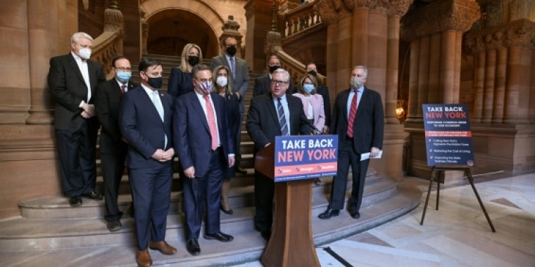 At a Capitol news conference this week, Senator O'Mara said, "New York is at a crossroads for our economic future and we must enact our affordability agenda to meet the moment.” Senator