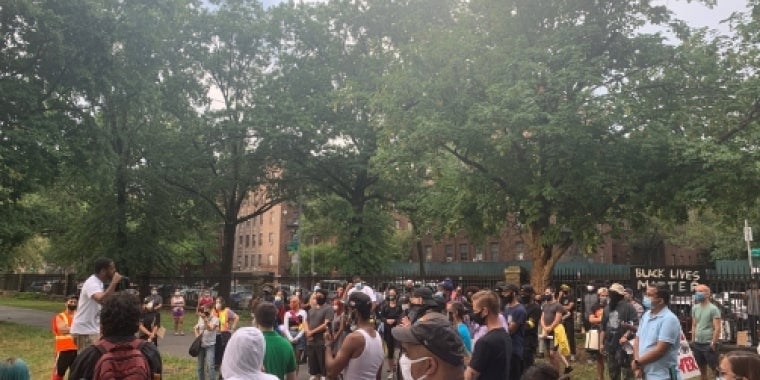 Protesters gather
