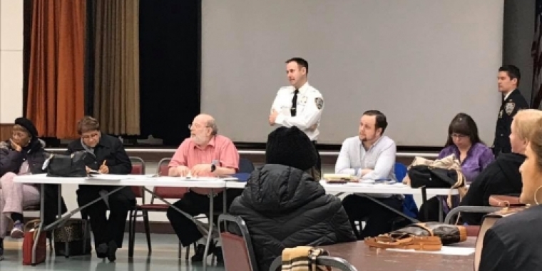 Constituents discuss various issues at the NYPD 45 Precinct Community Council Meeting