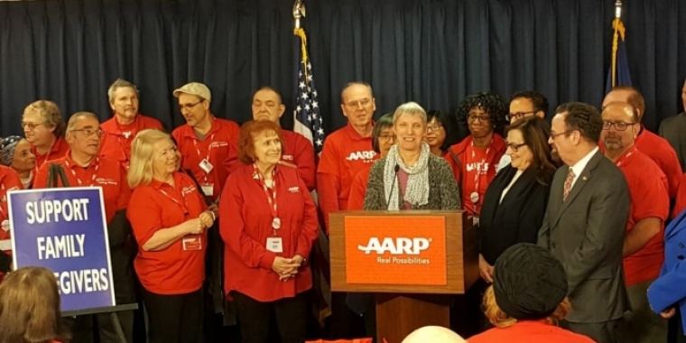 Senator May with AARP members