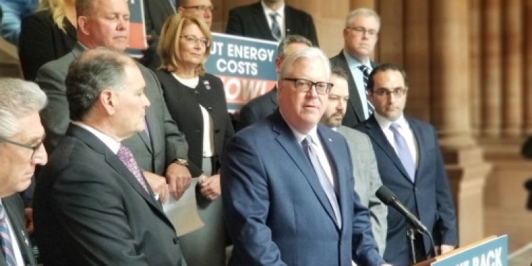 "This is going to completely upend our economy," Senator O'Mara said at today's news conference. "This is going to completely upend our economy," Senator O'Mara said at today's news conference.