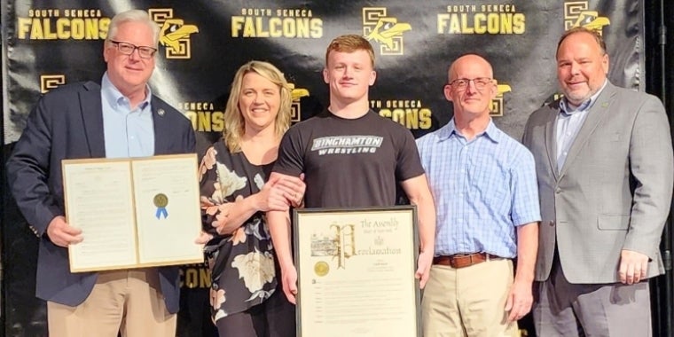 "It’s an inspiring family story that also stands as a source of enormous pride to Caleb’s family and friends, the community at large, and our entire region,” said Senator O'Mara and Assemblyman Palmesano. "It’s an inspiring family story that also stands as a source of enormous pride to Caleb’s family and friends, the community at large, and our entire region,” said Senator O'Mara and Assemblyman Palmesano.