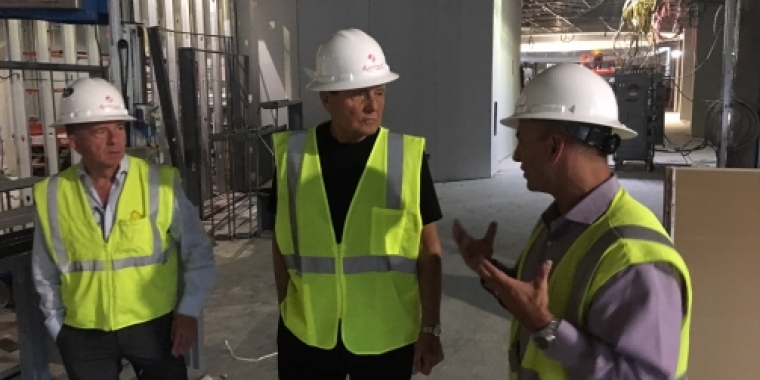 Senator Bonacic tours Resorts World Catskills. Pictured with Senator Bonacic is Charlie Degliomini (L) and Ryan Eller (R).