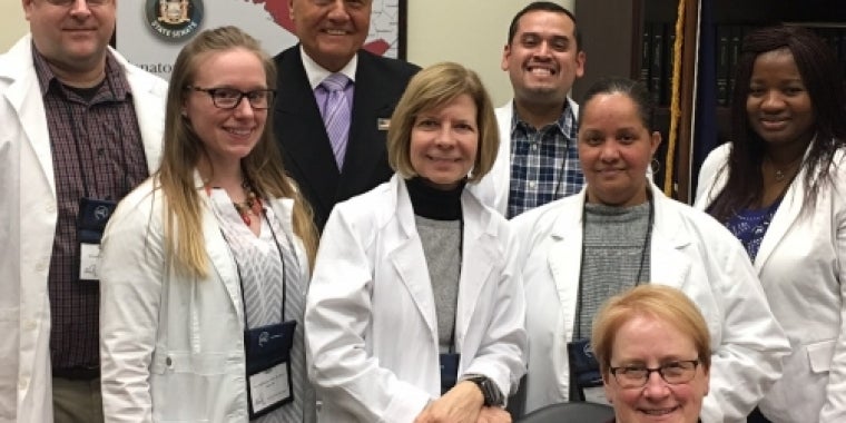 Senator Bonacic (center) is pictured with several members of the NYS Nurse Practitioners Association.