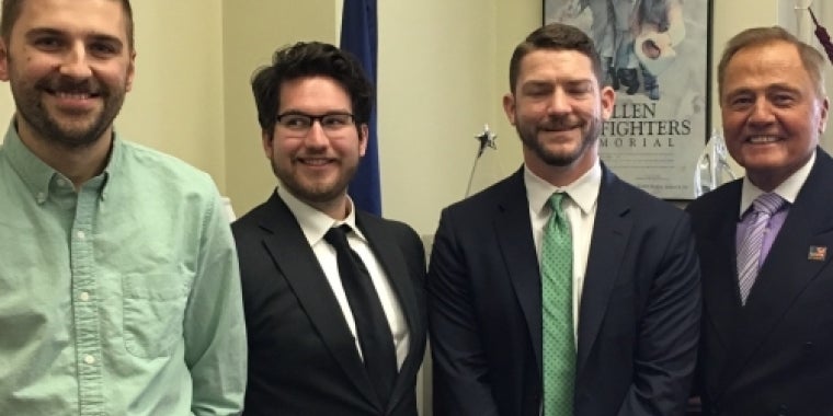Senator Bonacic is pictured with (L-R), Morgan Theze, Jesse Rafter, and Dan Weir.