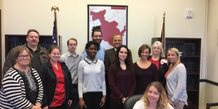 Senator Bonacic is pictured in his Albany office with nurses from the NYS Nurses Association.