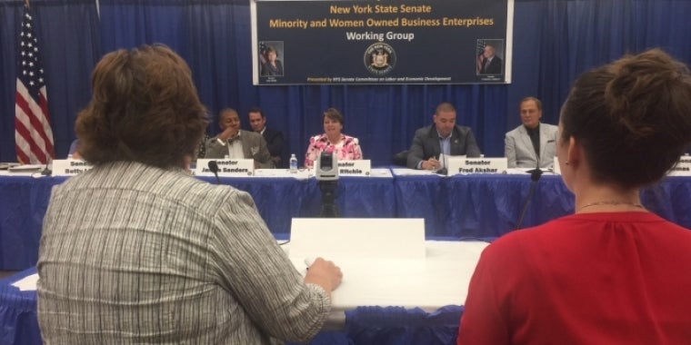 Senator Bonacic and his colleagues hear testimony at this week’s joint hearing. Pictured L-R is, Senator James Sanders, Senator Patty Ritchie, Senator Fred Akshar, and Senator Bonacic.