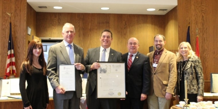 Senator Ranzenhofer presents an official New York State Senate Proclamation at Amherst Town Hall Council Chambers.