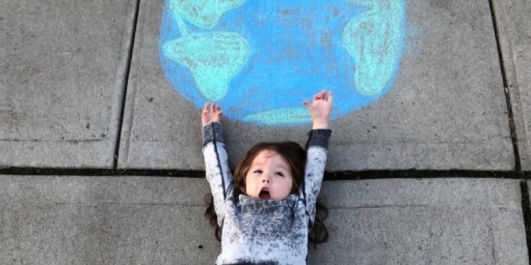 Vivian, 4, from Rockville Centre drew a picture for the 'Chalk the Walk' challenge Vivian from Rockville Centre shows what Earth Day means to her