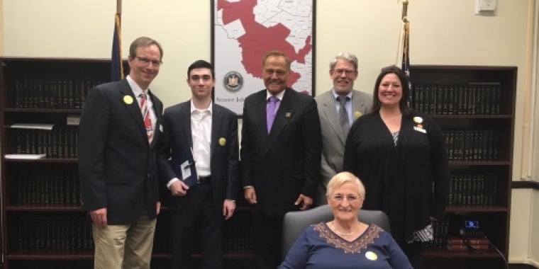Pictured L-R are, John Wiltse (Senior Operations Director of Housing at PathStone), Alex Gabriel (Board Member at Southern Hills Preservation Corporation), Senator Bonacic, Barbara Lamphere (seated), Blair Sebastian (New York State Rural Advocates) and Faith Moore (Executive Director of the Orange County Rural Development Corporation).