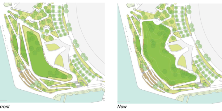 Revised lawn space in Wagner Park