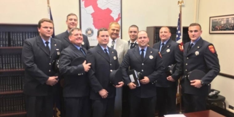 Senator Bonacic is pictured with members of the City of Middletown Fire Department.