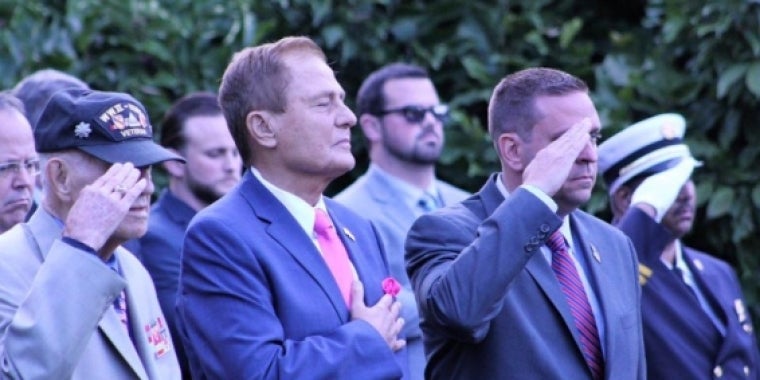 Senator Bonacic (center) is pictured with Senator William J. Larkin (left) and Orange County Executive Steve Neuhaus (right). Photo credit, Orange County Executive’s Office.