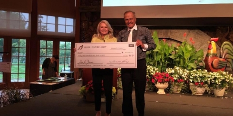 Senator Bonacic is pictured with Sandra Gerry, Chairwoman of Sullivan Renaissance, and the Silver Feather Grant that Senator Bonacic was able to secure funding for.