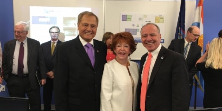 Senator Bonacic is pictured with Darlene Pfeiffer and SUNY Ulster President Alan Roberts. Mrs. Pfeiffer donated $100,000 of her own money towards the project.