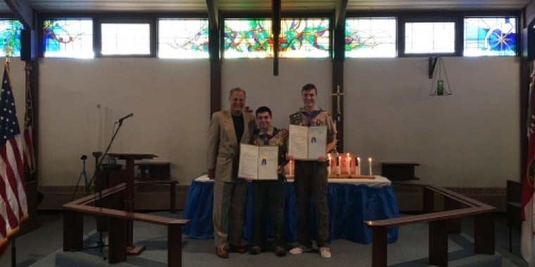 Senator Bonacic is pictured with (L-R), Josh Koff and Chandler Kent.