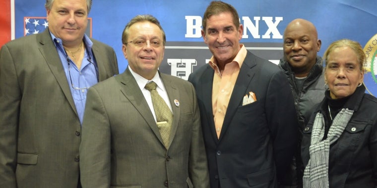 Photo caption: (left to right): Mike Muziak, President of Baldor Specialty Foods, Nunzio del Greco, President and CEO of The Bronx Chamber of Commerce, Senator Jeff Klein, Larry Robinson, Chair of Youth Services for Bronx Community Board #2, and Josephine Infante, President of The Hunts Point Chamber of Commerce, host a successful interview fair.