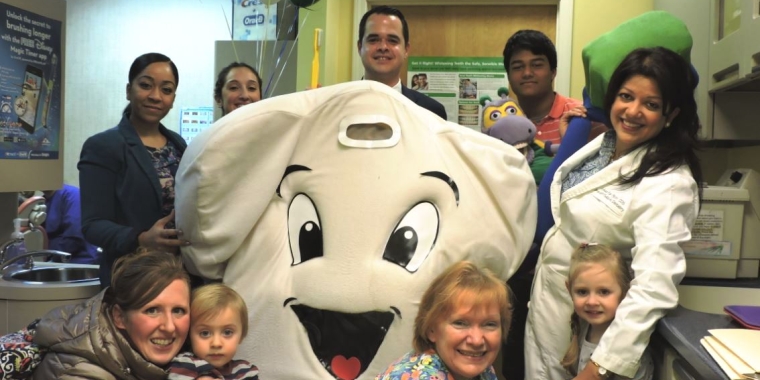 Senator Carlucci and Dr. Bijoor together with patients and staff of Briarcliff Pediatric Dentistry celebrate National Children's Dental Health Month