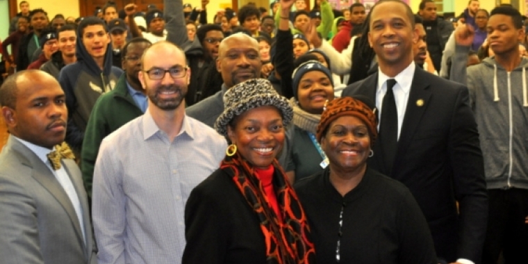 Students from the Bed-Stuy YMCA honored Dr. King with a Day of Service at PS 54. Here with Dordy Jordain, Assemblywoman Robinson, and Assemblyman Mosley Students from the Bed-Stuy YMCA honored Dr. King with a Day of Service at PS 54. Here with Dordy Jordain, Assemblywoman Robinson, and Assemblyman Mosley