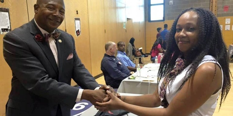 Attendee Tychera Caldwell was hired on the spot by TJ Maxx.