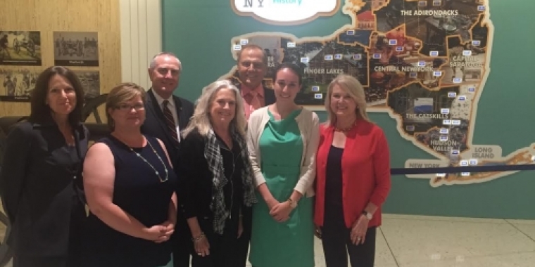 Pictured L-R are, Denise Frangipane, Helen Burdock, Darrell Supak, Kathy Davidoff, Senator Bonacic, Caroline Bertholf, and Sandra Gerry, all from Sullivan Renaissance and the Gerry Foundation.