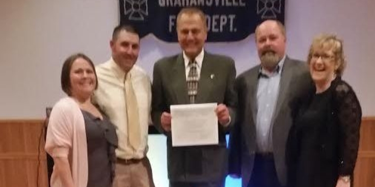 Senator Bonacic is pictured with (L-R), Mr. and Mrs Ed MCarthy (Chief), and Mr. and Mrs. Lawrence Bracken, Jr. (Department President).