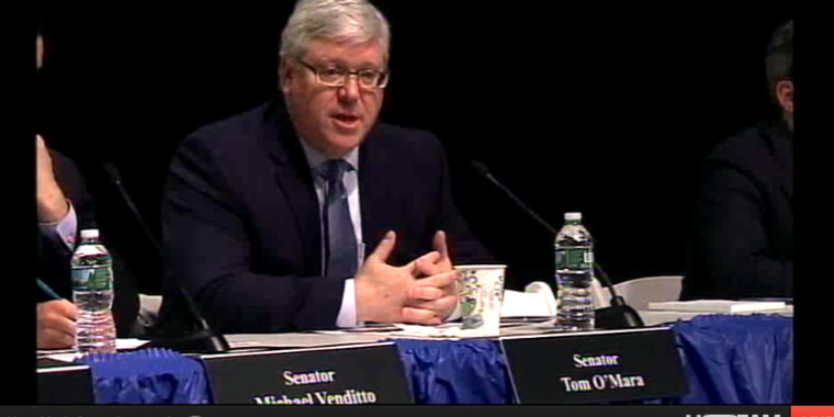 Senator O'Mara at today's Senate Task Force on Heroin and Opioid Addiction on Long Island.