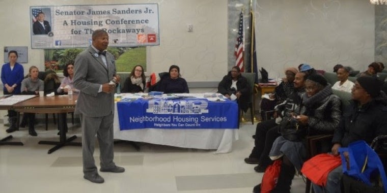 Senator Sanders spoke about the importance of home ownership as a way to protect the community from gentrification at Part II of the Housing Conference, held in Far Rockaway.