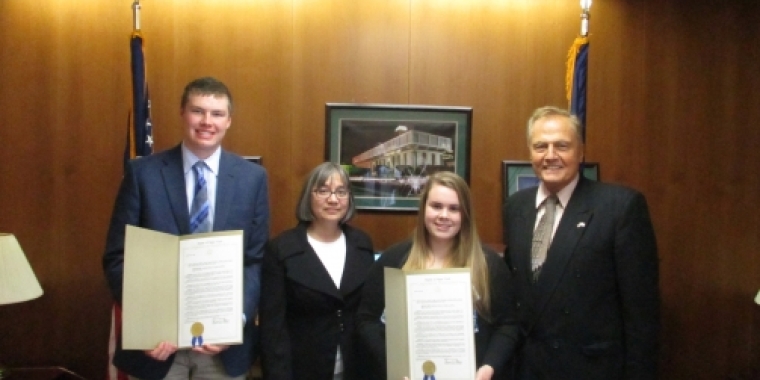 Senator Bonacic is pictured with (L-R), Patrick Coombe, Sullivan County 4-H Student, Marilyn Jones, 4-H Program Educator at the Cornell Cooperative Extension of Orange County, and Brandi Burke, Sullivan County 4-H Student.