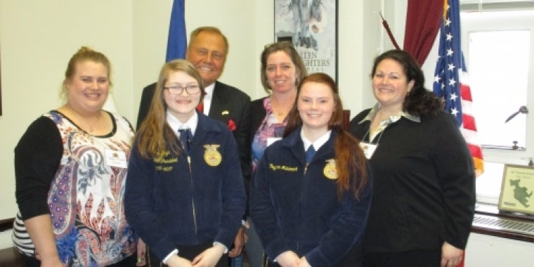Senator Bonacic is pictured with (L-R), Jaclyn Kimmes, Kim Doyle, Shannon Budnik, Cheyenne Matulewich, and Tara Berescik.