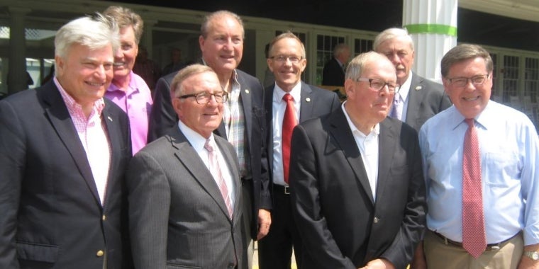 Cayuga County state legislators join local officials at Emerson Park in Auburn in July 2015 to announce funding for water quality improvement projects.