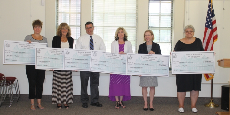 Pictured from left to right: Ransomville Library Director Phila Ibaugh; Sanborn-Pekin Free Library Dir. Sallie Ditzel; North Tonawanda Library Dir. Kevin Wall; Lewiston Library Dir. Jill Palermo; Niagara Falls Library Dir. Jennifer Potter; and Youngstown Library Dir. Jan Gilgore