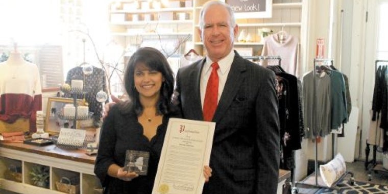 Senator Ranzenhofer presents Commendation Award to Debbie Tangelder