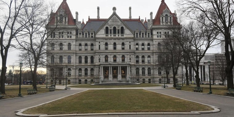 View of the New York state Capitol, (AP Photo/Hans Pennink)