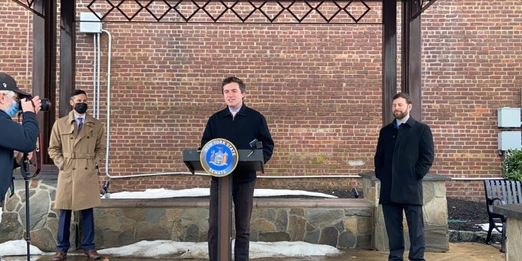 Assemblyman Zebrowski (left), Senator Skoufis (center), Senator Reichlin-Melnick (right)