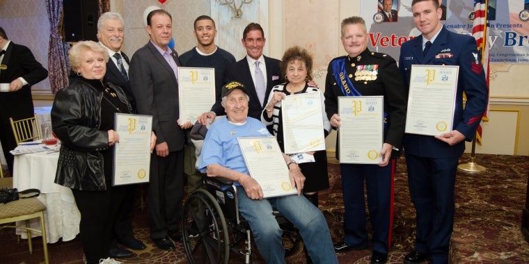 Senator Klein, Assemblyman Gjonaj, and Tommy Messina of Congressman Crowley’s office join the honorees.