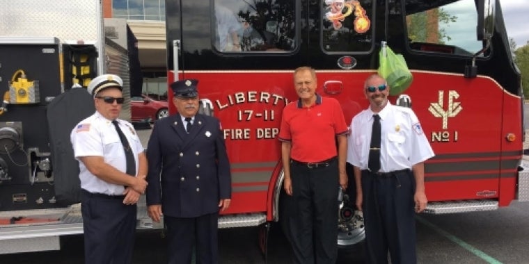 Pictured with Senator Bonacic are members of the Liberty Fire Department. L-R are, John Nichols, Luis Alvarez, and Leigh Benton.