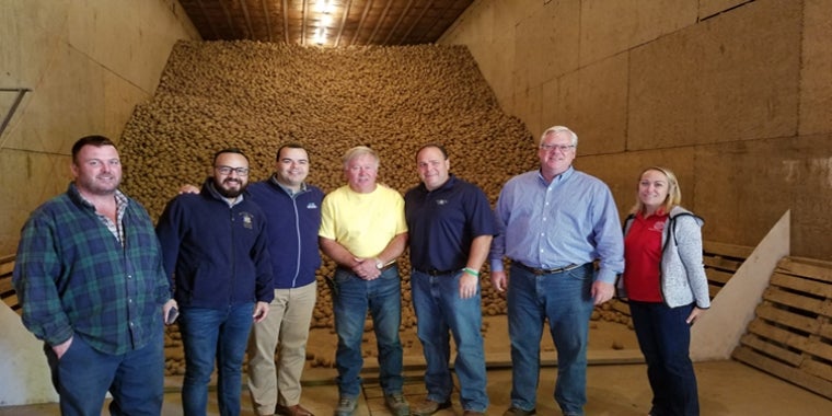 In late September, Senator O'Mara, Assemblyman Phil Palmesano and a few of their legislative colleagues visited Mahany Farms in Arkport (Steuben County), where owner Gary Mahany (center, yellow shirt) and his employees grow Irish potatoes. “Cornell University's efforts over the past 70 years to contain the Golden Nematode, and to conduct the research and development that will always be the front line of protection for our growers and growers throughout America, have been remarkable," said Senator O'Mara, a member of the Senate Agriculture Committee.