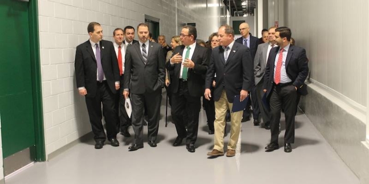 Pride Pak CEO Steven Karr gives Senator Ortt and other local lawmakers a tour of the new $30 million dollar facility in Medina