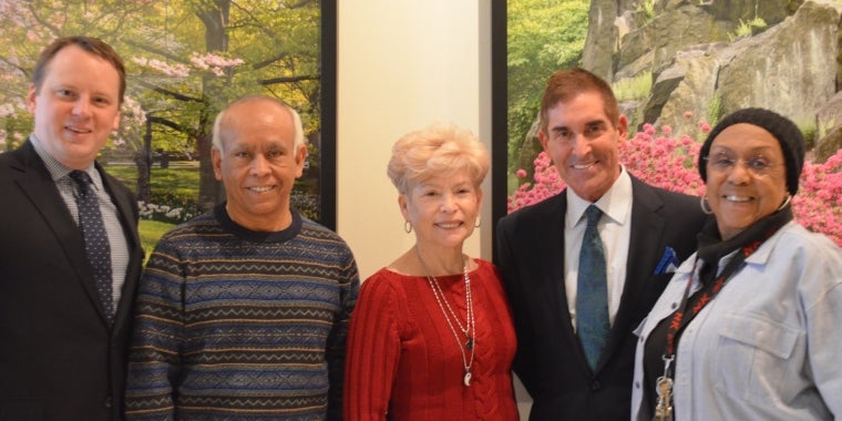 Photo caption: (left to right) Aaron Bouska and Senator Jeff Klein gather with excited participants as they launch the home gardening series.
