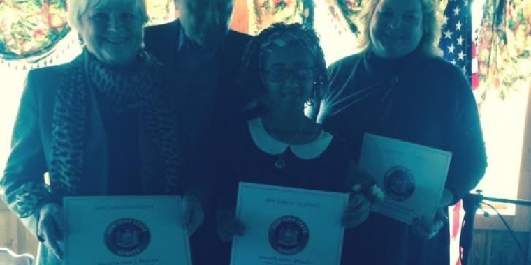 Senator Bonacic is pictured with (L-R), Nancy Scheinert, Cheetah Haysom de Parma, and Maya Henderson