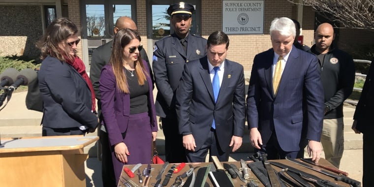 Senator Phil Boyle and Police Commissioner Tim Sini during a press conference on March 9, 2017. Photo Credit: NYSenate