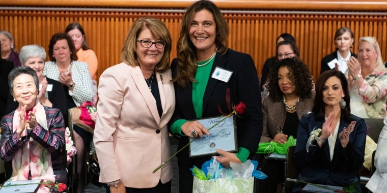 Senator Pam Helming and Ms. Marya Vande-Doyle, of Palmyra, her 2019 Woman of Distinction