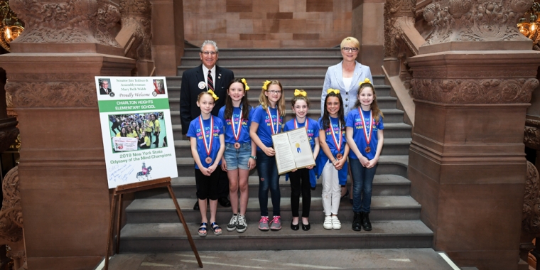 Pictured with Tedisco and Walsh are team members Lucy Capo, Emme Fischer, Arden Heiner, Stella Kibler, Gabi Tatro and Caroline Welsh.