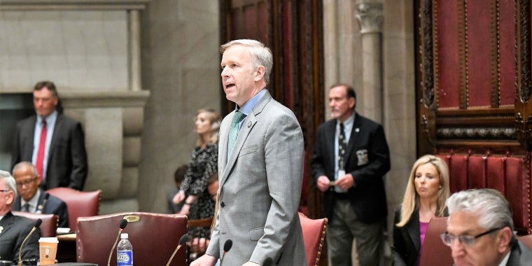 Senator Chris Jacobs speaks in opposition to the damaging farm labor bill.